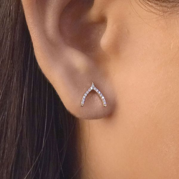 Ella Stein Diamond Wishbone Stud Earrings, 0.05Cttw Image 2 SVS Fine Jewelry Oceanside, NY
