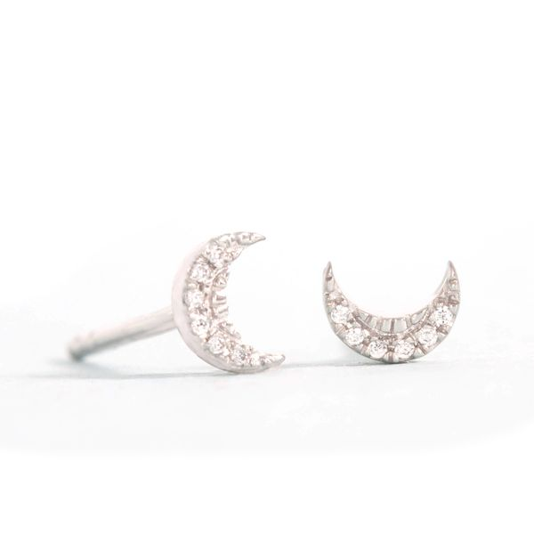 Ella Stein Crescent Moon Diamond Stud Earrings, .02ctw SVS Fine Jewelry Oceanside, NY
