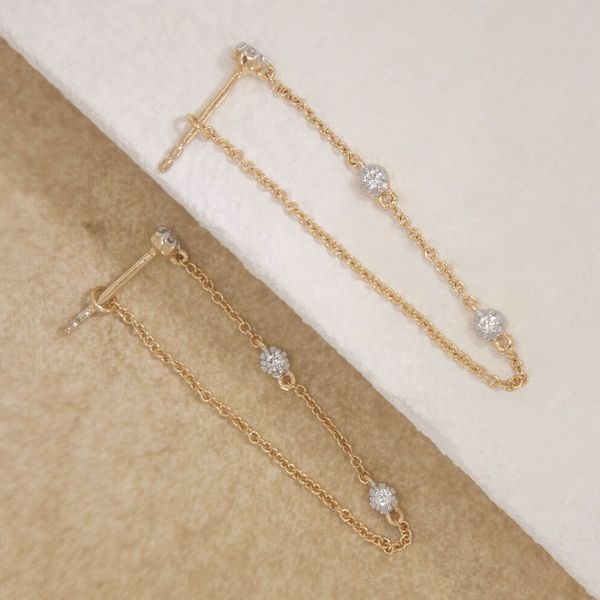 Ella Stein Diamond Chain Drop Earrings, 0.09Cttw Image 2 SVS Fine Jewelry Oceanside, NY