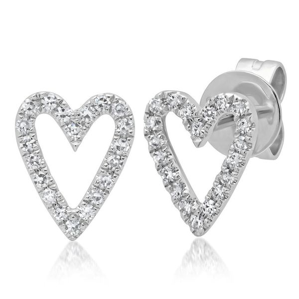 Shy Creation White Gold And Diamond Heart Earrings SVS Fine Jewelry Oceanside, NY