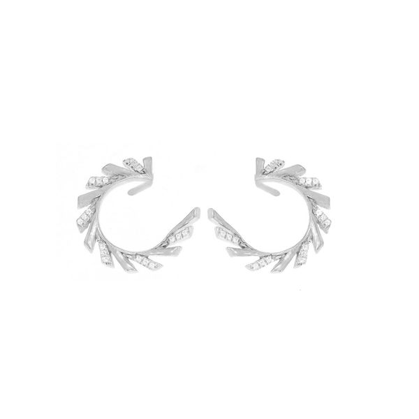 Ella Stein Circle Back Sterling Silver Studs, 0.05Cttw SVS Fine Jewelry Oceanside, NY