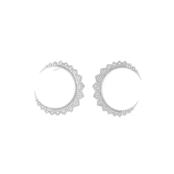 Ella Stein Half Moon Sterling Silver Earrings, 0.10Cttw SVS Fine Jewelry Oceanside, NY