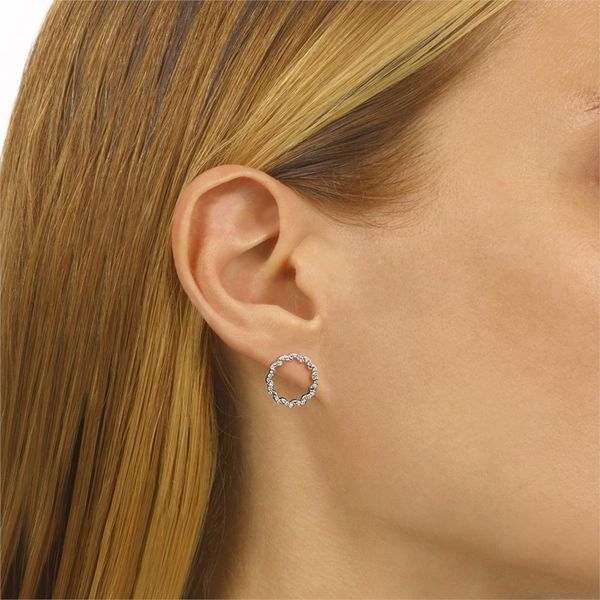 Diamond Circle Earrings Image 2 SVS Fine Jewelry Oceanside, NY