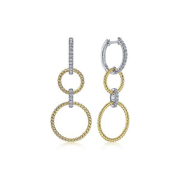 Gabriel & Co. Hampton White & Yellow Gold Earrings SVS Fine Jewelry Oceanside, NY