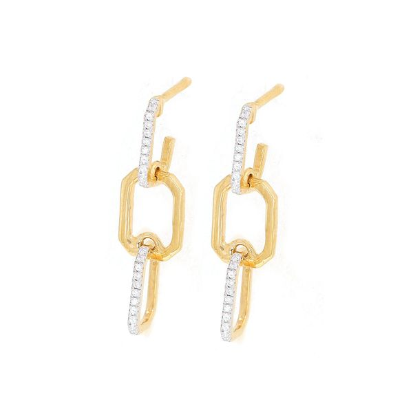 Ella Stein Trio Link Gold Plated Sterling Silver Earrings Image 2 SVS Fine Jewelry Oceanside, NY
