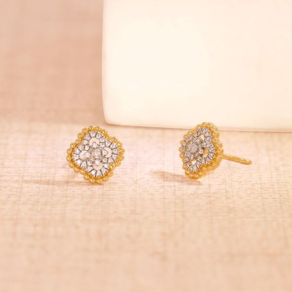 Ella Stein Beaded Bloom Gold Plated Sterling Silver Studs SVS Fine Jewelry Oceanside, NY