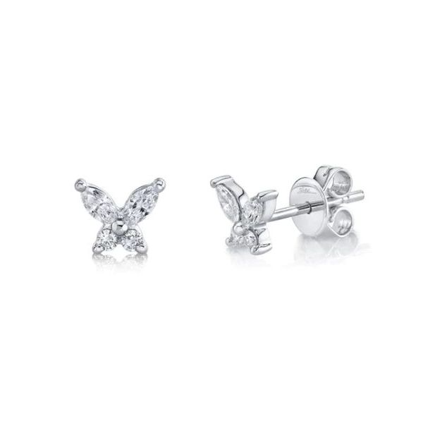 Shy Creation White Gold And Diamond Butterfly Earrings SVS Fine Jewelry Oceanside, NY