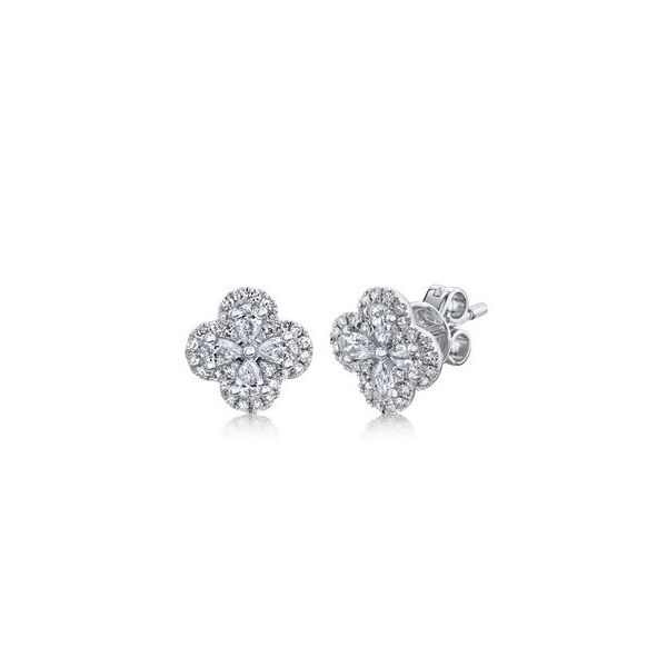 Shy Creation White Gold And Diamond Stud Earrings SVS Fine Jewelry Oceanside, NY