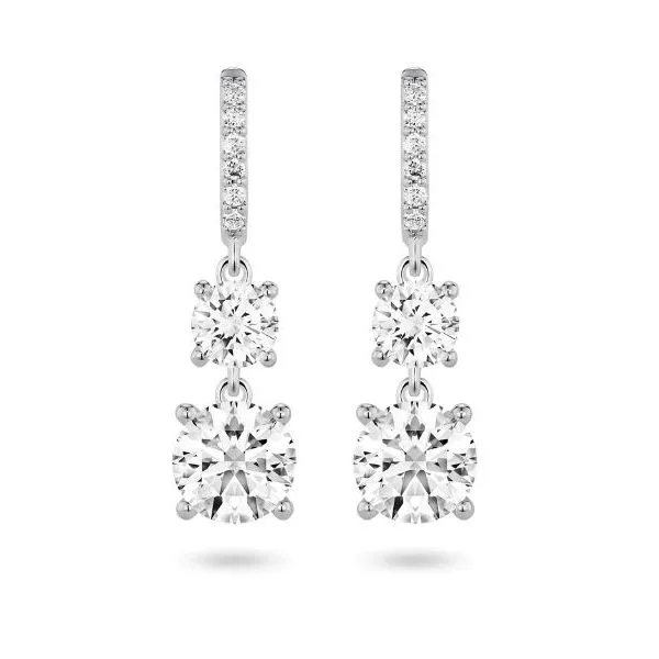 Lightbox White Gold Lab Grown Double Drop Earrings SVS Fine Jewelry Oceanside, NY