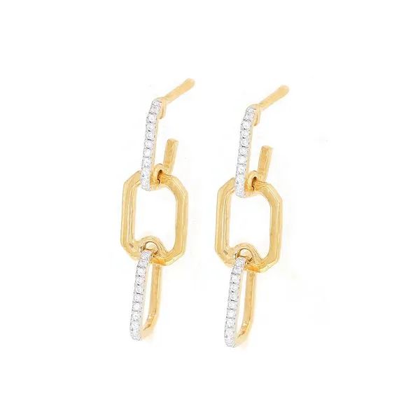 Ella Stein Trio Link Gold Plated Sterling Silver Earrings Image 2 SVS Fine Jewelry Oceanside, NY