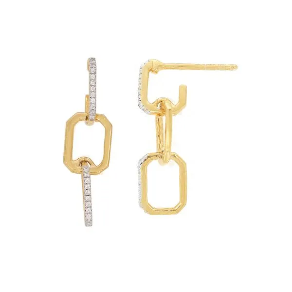 Ella Stein Trio Link Gold Plated Sterling Silver Earrings SVS Fine Jewelry Oceanside, NY