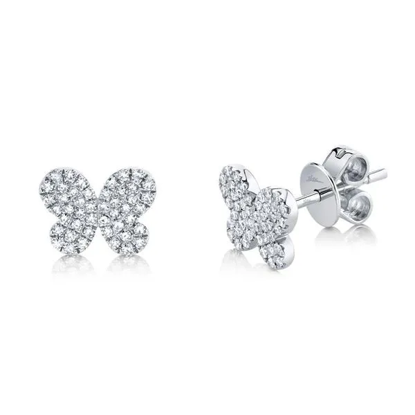Shy Creation Diamond Butterfly Stud Earrings, .22ctw SVS Fine Jewelry Oceanside, NY