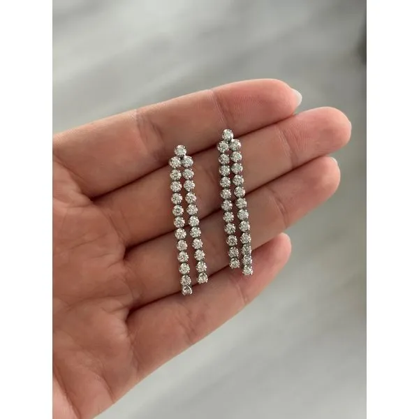 Linear Diamond Earrings in White Gold, 2.34ctw SVS Fine Jewelry Oceanside, NY
