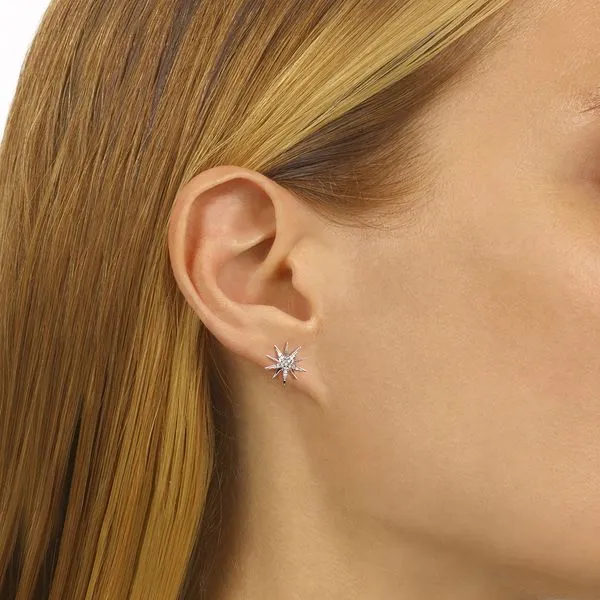 Diamond Starburst Earrings Image 2 SVS Fine Jewelry Oceanside, NY