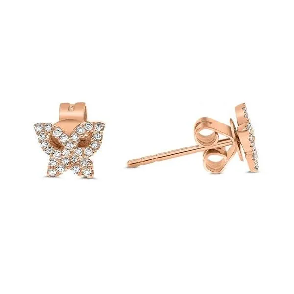 Rose Gold & Diamond Butterfly Earrings SVS Fine Jewelry Oceanside, NY
