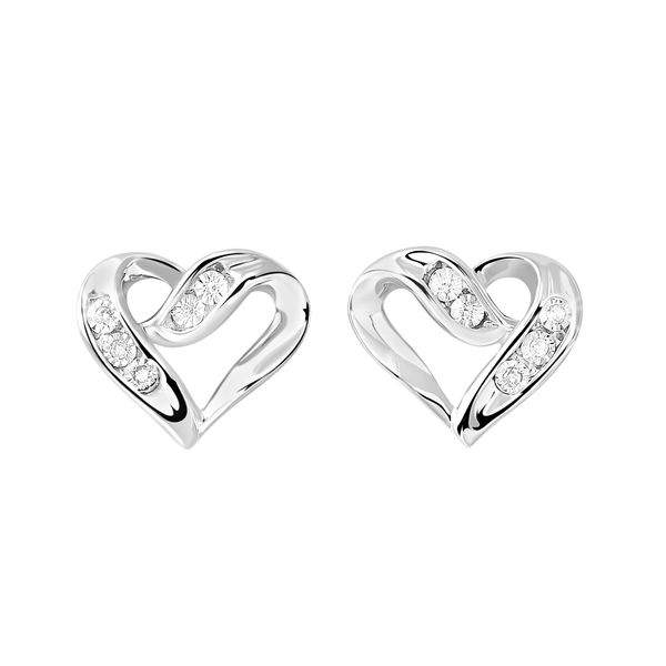 Diamond Ribbon Heart Stud Earrings SVS Fine Jewelry Oceanside, NY