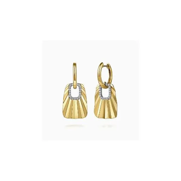 Gabriel & Co. Contemporary White & Yellow Gold Earrings SVS Fine Jewelry Oceanside, NY