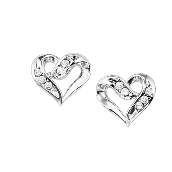Diamond Ribbon Heart Stud Earrings SVS Fine Jewelry Oceanside, NY