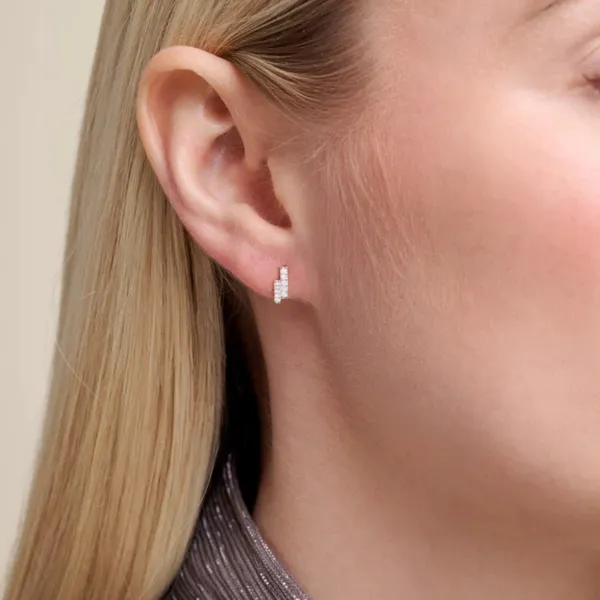 Lab Grown Diamond Yellow Gold Plated Earrings, .12ctw Image 2 SVS Fine Jewelry Oceanside, NY