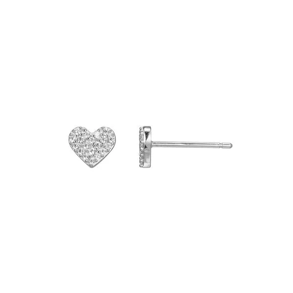 Lab Grown Diamond Heart Studs, .12ctw Image 2 SVS Fine Jewelry Oceanside, NY