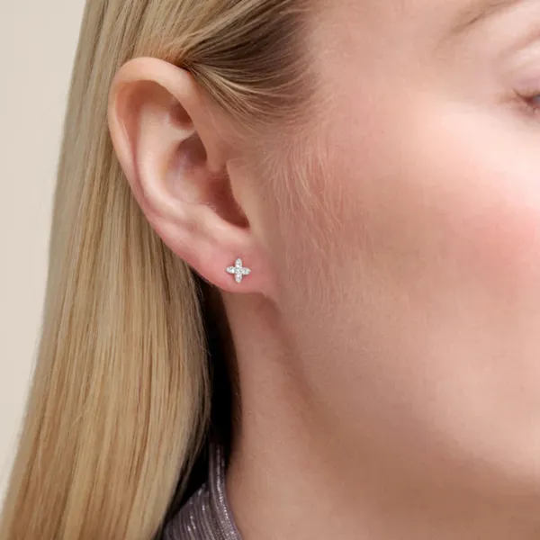 Lab Grown Leaf Studs, .07ctw Image 3 SVS Fine Jewelry Oceanside, NY