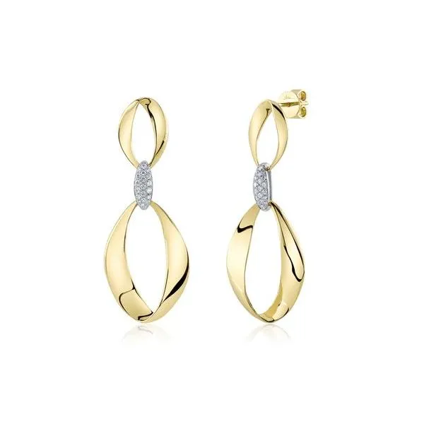 Shy Creation Yellow & White Gold Diamond Earrings SVS Fine Jewelry Oceanside, NY