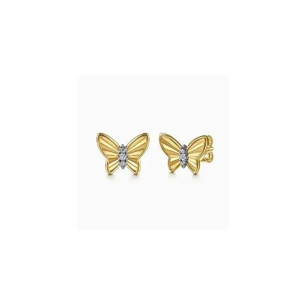 Gabriel & Co. Contemporary Yellow Gold Diamond Earrings SVS Fine Jewelry Oceanside, NY