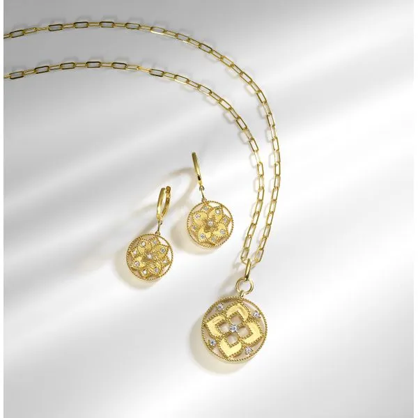 Heritage Collection: Diamond Disc Drop Earrings Image 2 SVS Fine Jewelry Oceanside, NY