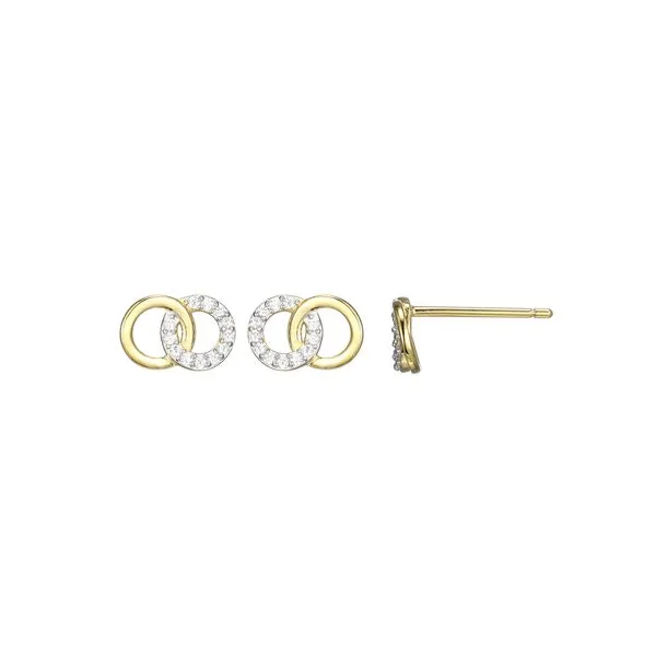 Lab Grown Diamond Yellow Gold Plated Intertwined Earrings, .09ctw Image 2 SVS Fine Jewelry Oceanside, NY