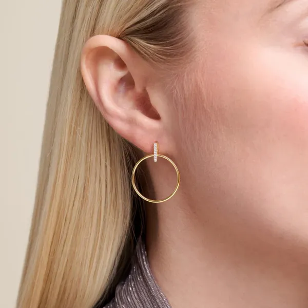 Lab Grown Diamond Yellow Gold Plated Earrings, .07ctw Image 3 SVS Fine Jewelry Oceanside, NY
