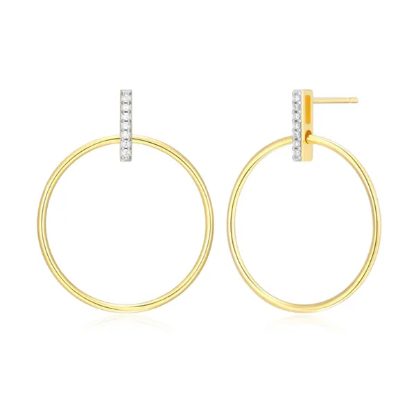 Lab Grown Diamond Yellow Gold Plated Earrings, .07ctw SVS Fine Jewelry Oceanside, NY
