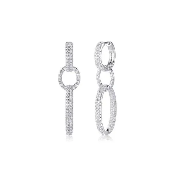 Shy Creation White Gold Diamond Oval Earrings SVS Fine Jewelry Oceanside, NY