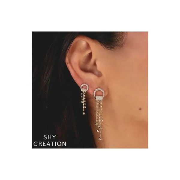 Shy Creation Yellow Gold Diamond Earrings Image 2 SVS Fine Jewelry Oceanside, NY