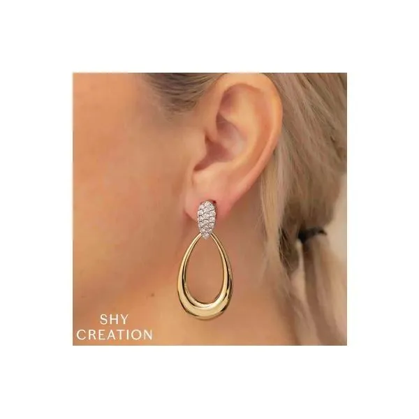 Shy Creation Yellow & White Gold Diamond Earrings
