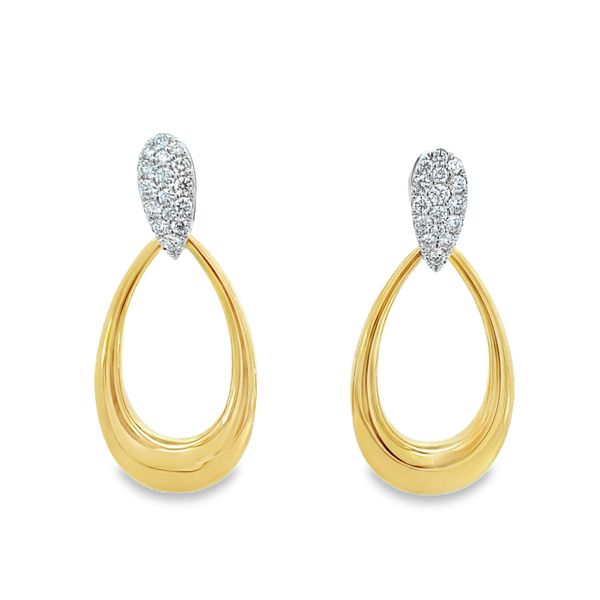 Shy Creation Yellow & White Gold Diamond Earrings Image 5 SVS Fine Jewelry Oceanside, NY