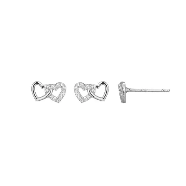 Lab Grown Diamond Twin Hearts Earrings, .07ctw