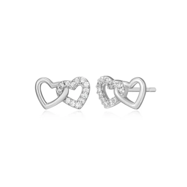 Lab Grown Diamond Twin Hearts Earrings, .07ctw