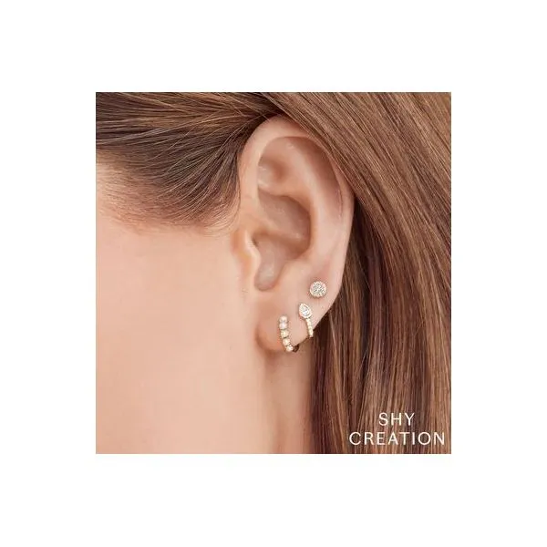 Shy Creation Yellow Gold And Diamond Earrings