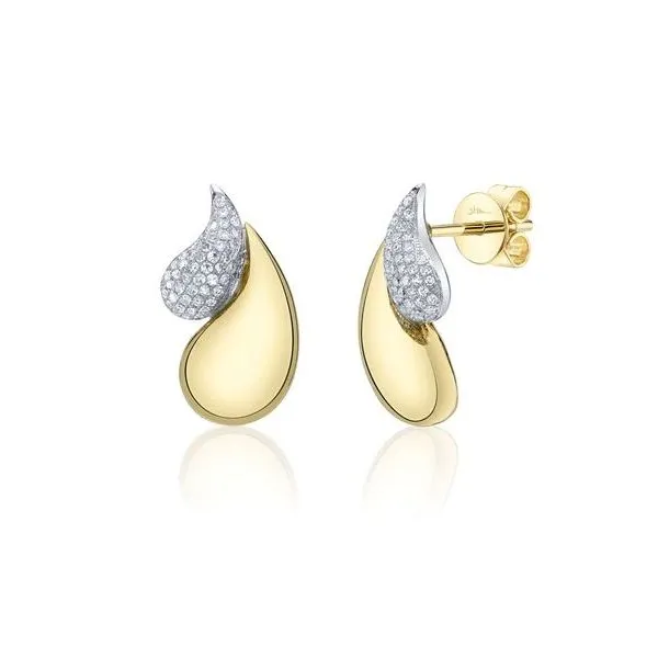 Shy Creation Yellow & White Gold Diamond Earrings