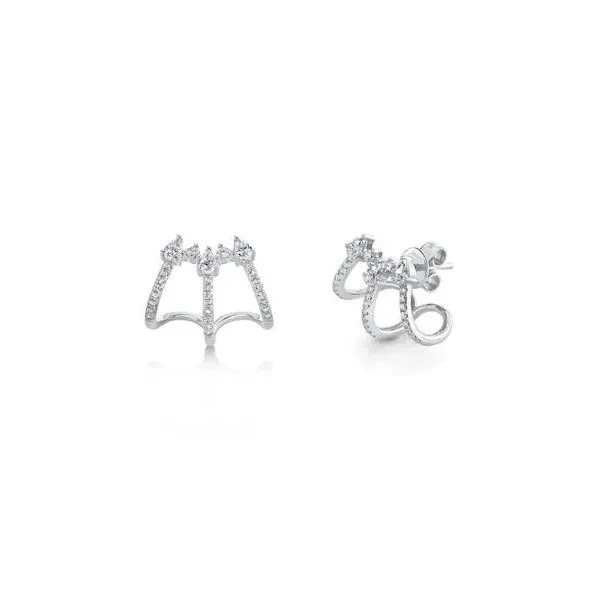 Shy Creation White Gold Diamond Pear Earrings