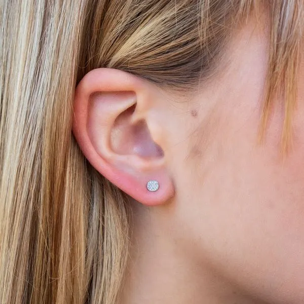 Shy Creation Diamond Circle Stud Earrings, 0.07Cttw Image 4 SVS Fine Jewelry Oceanside, NY