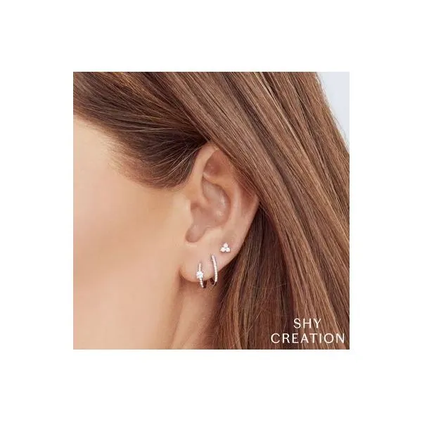 Shy Creation White Gold And Diamond Stud Earrings Image 2 SVS Fine Jewelry Oceanside, NY