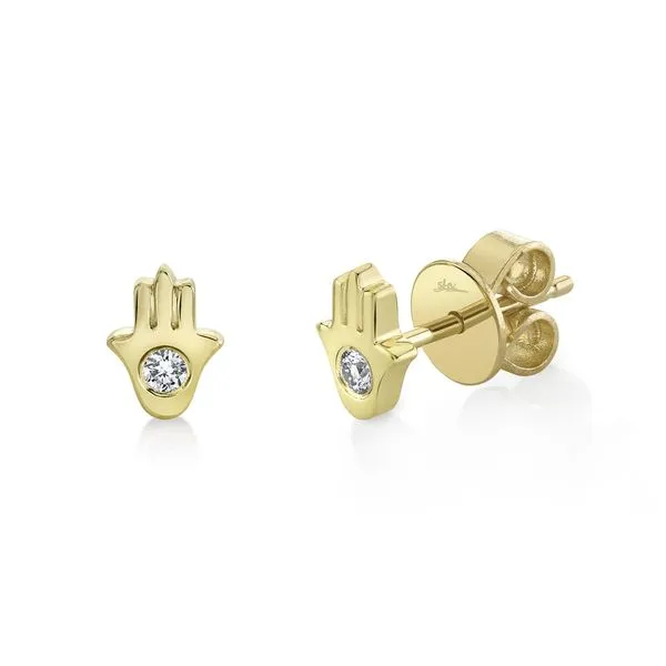 Shy Creation Yellow Gold and Diamond Earrings SVS Fine Jewelry Oceanside, NY