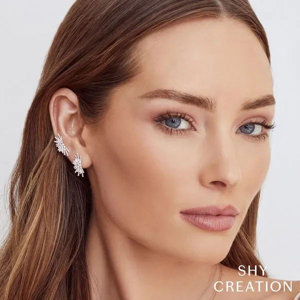 Shy Creation White Gold and Diamond Earrings Image 2 SVS Fine Jewelry Oceanside, NY