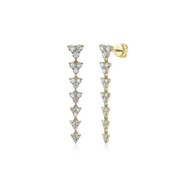Shy Creation Yellow Gold And Diamond Drop Earrings SVS Fine Jewelry Oceanside, NY