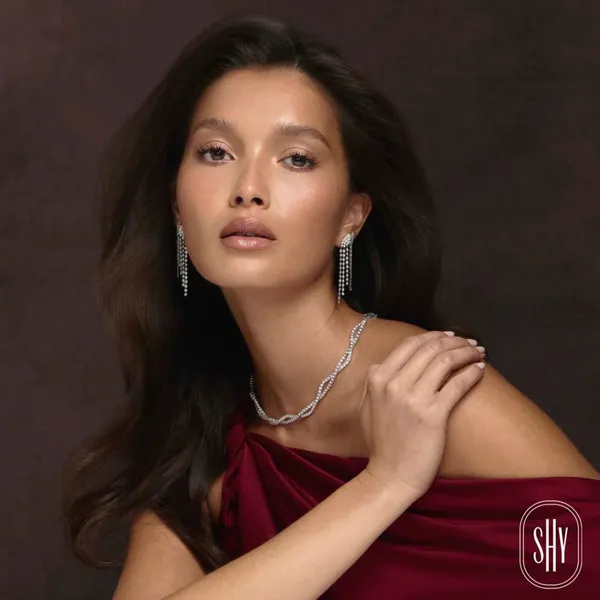 Shy Creation 14K White Gold Diamond Fringe Earrings Image 3 SVS Fine Jewelry Oceanside, NY