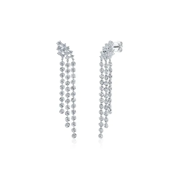 Shy Creation White Gold Diamond Fringe Earrings SVS Fine Jewelry Oceanside, NY