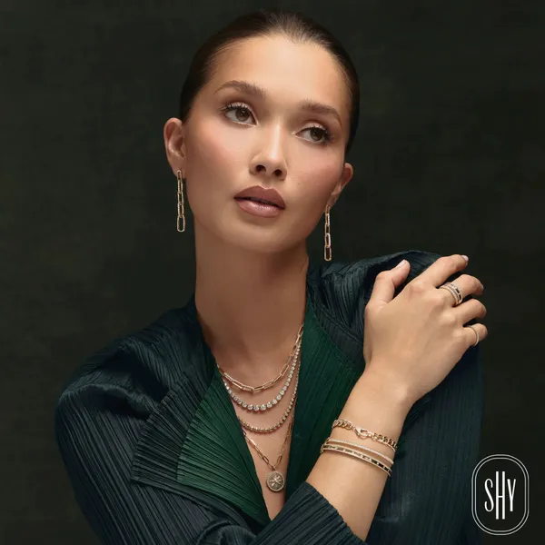 Shy Creation 14K Yellow Gold Diamond Paperclip Link Earrings Image 4 SVS Fine Jewelry Oceanside, NY