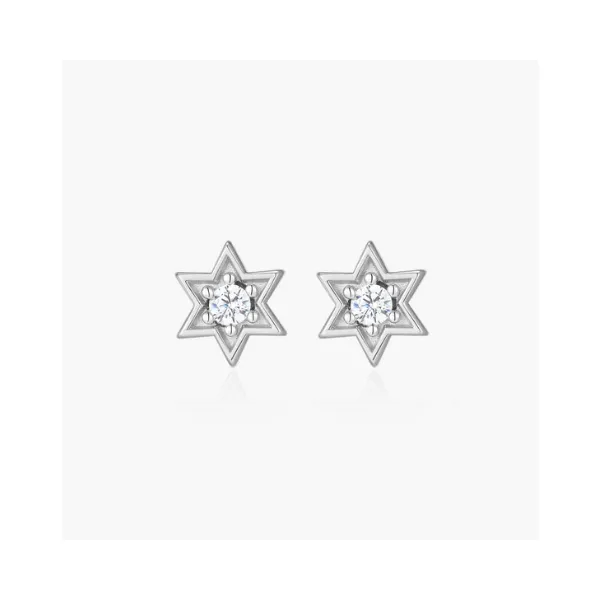 Rhodium Plated Sterling Silver Star Of David Earrings SVS Fine Jewelry Oceanside, NY