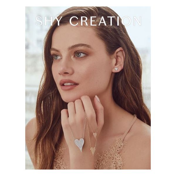 Shy Creation White Gold and Diamond Heart Earrings Image 2 SVS Fine Jewelry Oceanside, NY